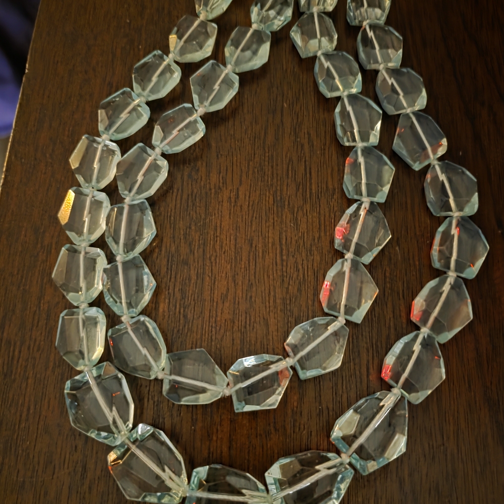 Aqua Crystal Faceted Bead Necklace - Elegant Women's Jewelry